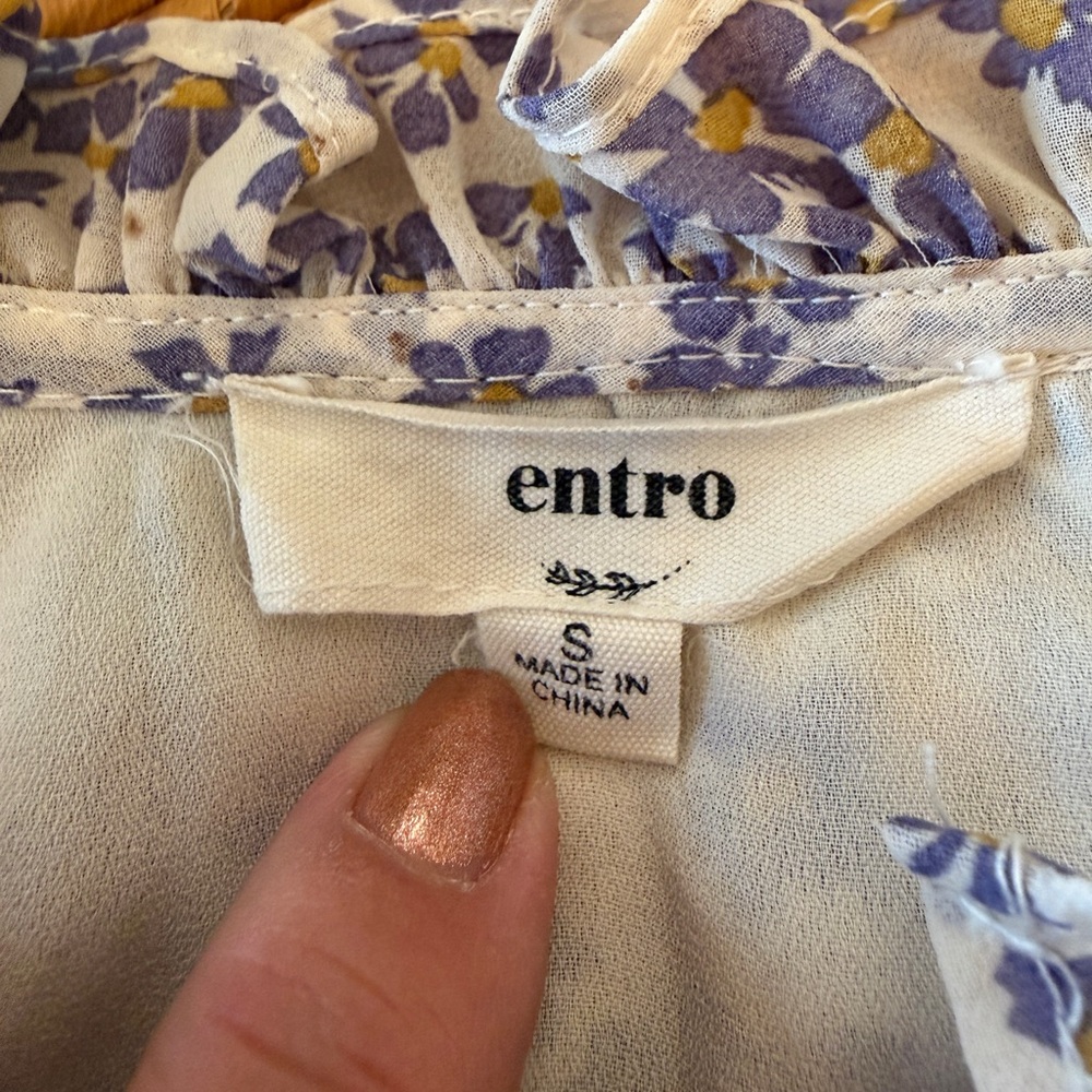 Entro Multicolor Floral Ruffle Sleeve Blouse - Picture 11 of 14